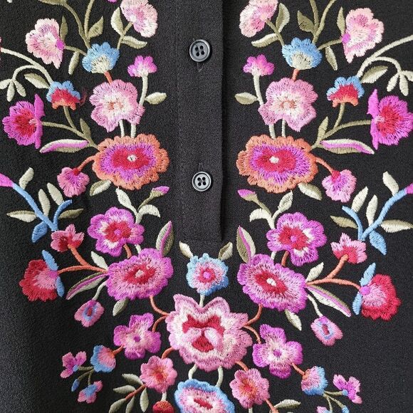 Linea by Louis dell'olio embroidery tunic style blouse bohemian - Picture 3 of 11